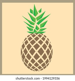 Illustration of pineapple on brown background.