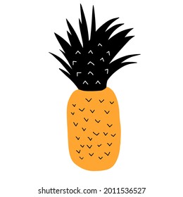 illustration pineapple orange color isolated on white background