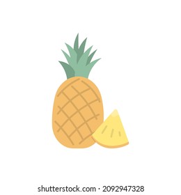 illustration of pineapple and pineapple pieces. fruit and food. vector design. element, ui, icon, sticker