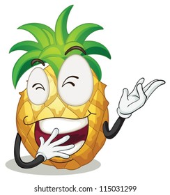 illustration of a pineapple smiling on a white background