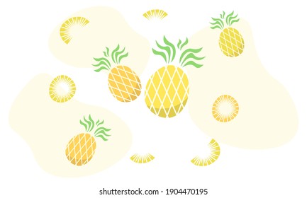 illustration of pineapple thrown. seamless vector design. flat background