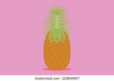 Illustration eines Ananas, Vektordesign, rosafarbener Hintergrund