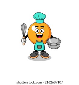 Illustration of ping pong ball as a bakery chef , character design