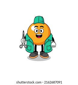 Illustration of ping pong ball mascot as a surgeon , character design