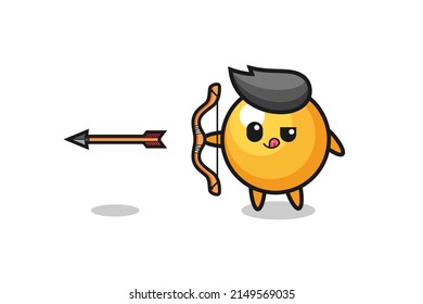 illustration of ping pong character doing archery , cute design