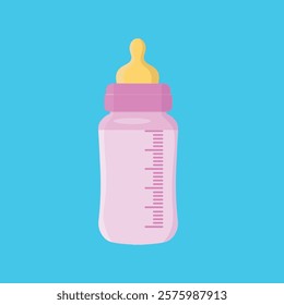 illustration of a pink baby milk bottle