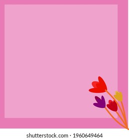 illustration of pink background with some tullip flowers