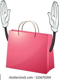 Illustration of a pink bag on a white background