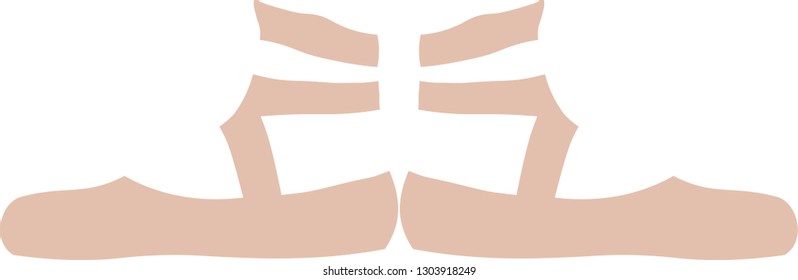 Illustration of pink ballet shoes in first position