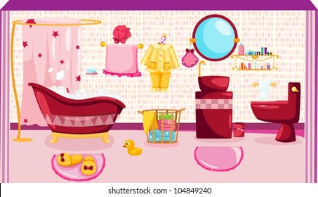 illustration of pink bathroom