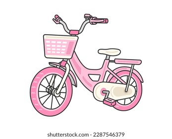 Illustration of a pink bicycle for kids.