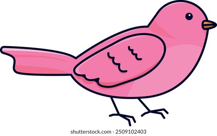 Illustration of a pink bird with a simple cartoonish style.