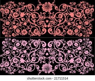 illustration with pink and black foliage bands