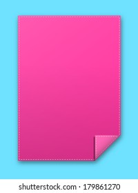 the illustration of pink blank template with folded corner / the blank rectangle template / the sheet 