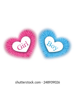 Illustration pink and blue baby shower, reveal the gender baby shower - vector 