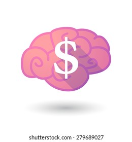 Illustration of a pink brain with a dollar sign