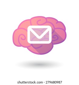 Illustration of a pink brain with an envelope