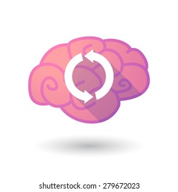 Illustration of a pink brain with a recycle sign
