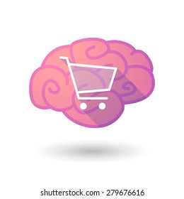 Illustration of a pink brain with a shopping cart