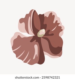 Illustration of a pink and brown flower with abstract petals. The flower design features layered shades of pink and brown, creating a modern, artistic look. Vector illustration.