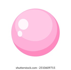 Ilustración de una burbuja rosa en estilo de Vector plano, la Imagen muestra una burbuja rosa sobre un fondo blanco con reflejos que indican reflejos de luz