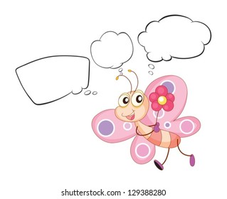 Illustration of a pink butterfly with empty callouts on a white bakground