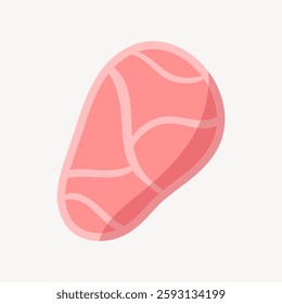 Illustration of a pink cartoon steak with marbling lines. The steak is simple, pink, and cartoonish, emphasizing its pink color and cartoon style. Isolated vector illustration.
