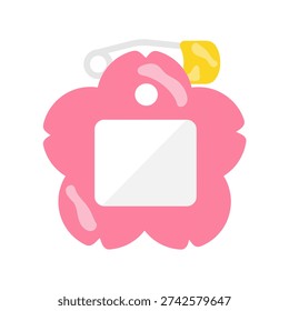 Illustration of a pink cherry blossom name tag
