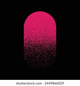 ilustración de círculo rosa con textura de grano en el fondo negro