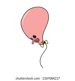 illustration of pink clown balloon with string