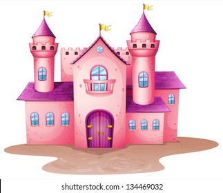 Illustration of a pink colored castle