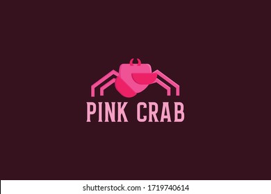 illustration pink crab logo. vector concept with simple, modern and flat styles on white background