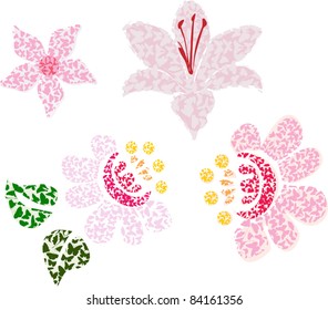 illustration with pink decorated flowers