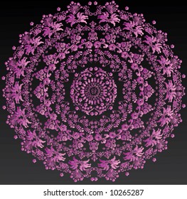 illustration with pink decoration on black background