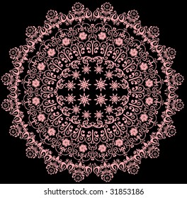 illustration with pink decoration on black background