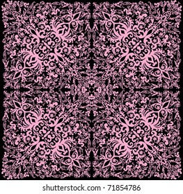 illustration with pink decoration on black background