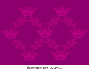 ilustración con diseño rosa con coronas