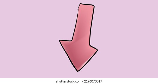 Illustration Of Pink Down Arrow Can Be Used As Flow Chart And Download Button 3d Red Down Arrow With Pink Background