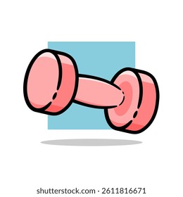 illustration of a Pink Dumbbell. Sport Equipment Cartoon Illustration. Illustration of Gym Equipment