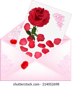 illustration with pink envelope isolated on white background