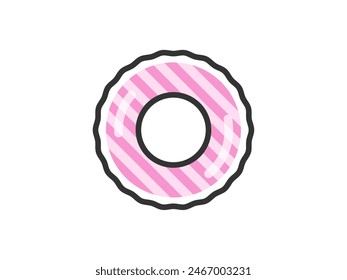 Illustration of a pink floating ring icon (line drawing color).