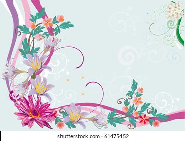 illustration with pink floral corner