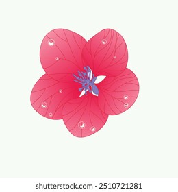 illustration of pink flower covered in dewdrops