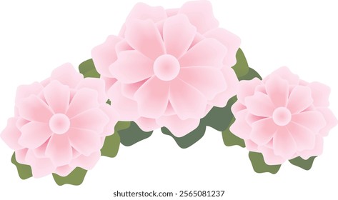 An illustration of a pink flower exuding grace and charm, featuring soft petals with gradients ranging from pastel pink to vibrant fuchsia. Each detail captures a feminine and natural elegance.