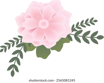 An illustration of a pink flower exuding grace and charm, featuring soft petals with gradients ranging from pastel pink to vibrant fuchsia. Each detail captures a feminine and natural elegance.