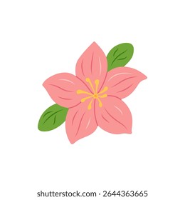 Illustration of a pink flower in a flat style on a white background