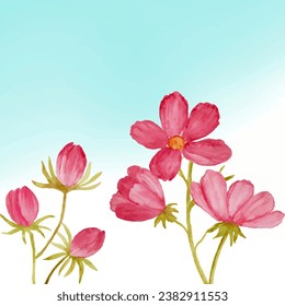 illustration of pink flowers against a sky background