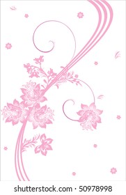illustration with pink flowers and lines