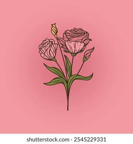 Ilustración de flores rosas con un bonito fondo