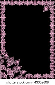 illustration with pink frame on black background